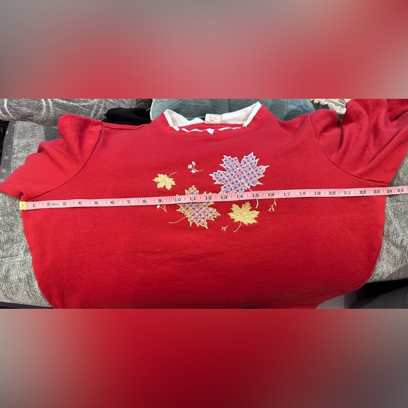 Vintage 90’s Adrian Delafield Fall Leaves Sweater Granny Autumn Cottagecore Sz L - Picture 7 of 9
